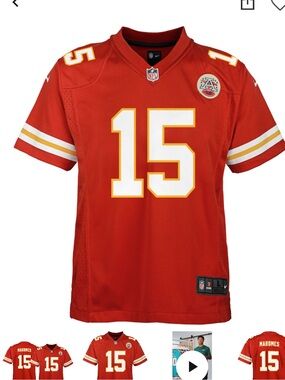 Nike Youth  Chiefs #15 Red and White Football Jersey